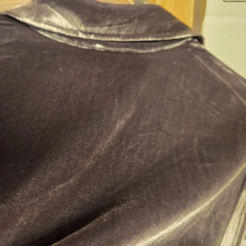 Soft Surroundings Vintage Gray Velvet Silk Blend Full Zip Blouse Sz Small - Picture 11 of 12